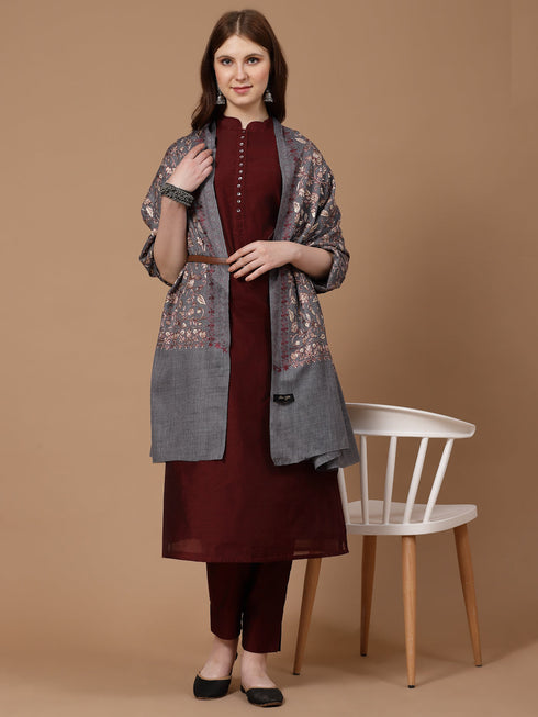 Women's Aari Embroidery Wool Shawl